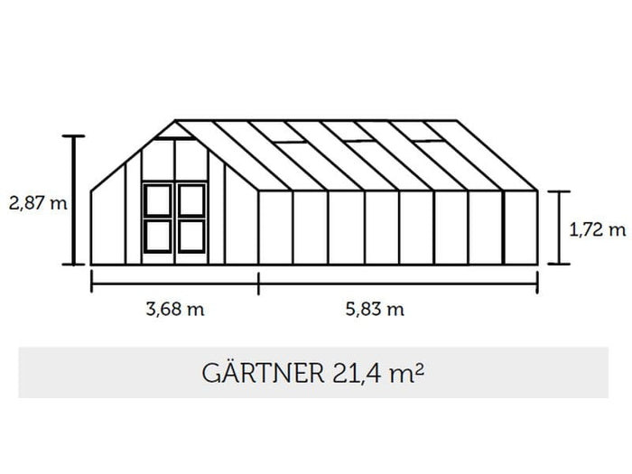 Juliana Gewächshaus Gärtner 21.4 anthrazit pulverbschichtet, 3mm Sicherheitsglas