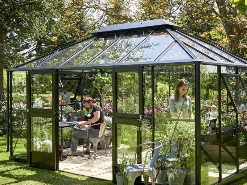 Juliana Gewächshaus Grand Oase 13 qm, Anthrazit pulverbeschichtet, 3mm Sicherheitsglas