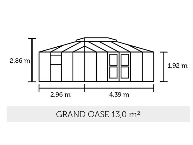 Juliana Gewächshaus Grand Oase 13 qm, Anthrazit pulverbeschichtet, 3mm Sicherheitsglas