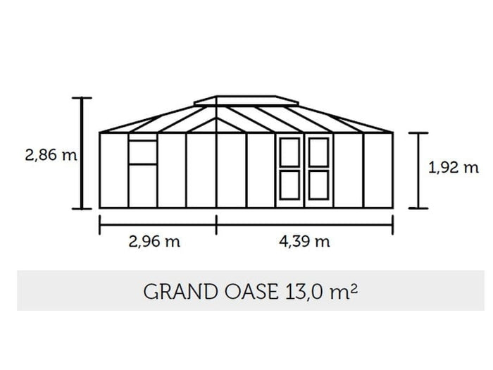Juliana Gewächshaus Grand Oase 13 qm, Anthrazit pulverbeschichtet, 3mm Sicherheitsglas