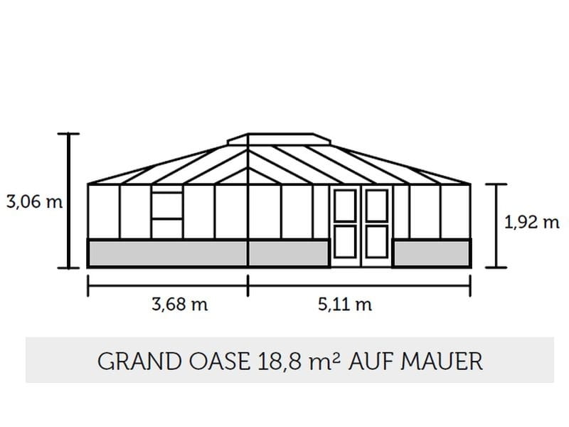 Juliana Gewächshaus Grand Oase 18,8 qm, Anthrazit pulverbeschichtet, 3mm Sicherheitsglas- für Mauer