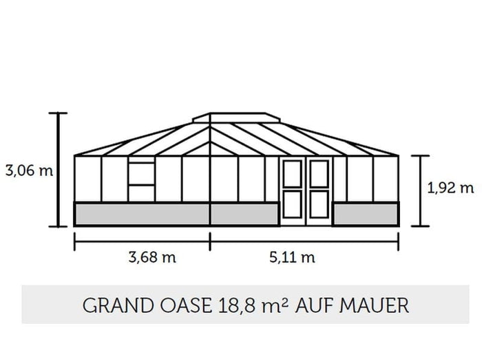 Juliana Gewächshaus Grand Oase 18,8 qm, Anthrazit pulverbeschichtet, 3mm Sicherheitsglas- für Mauer