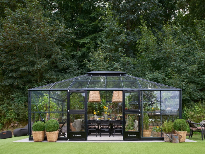Juliana Gewächshaus Grand Oase 25,6 qm, Anthrazit pulverbeschichtet, 3mm Sicherheitsglas