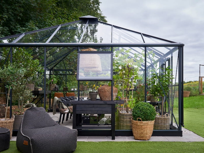 Juliana Gewächshaus Grand Oase 25,6 qm, Anthrazit pulverbeschichtet, 3mm Sicherheitsglas