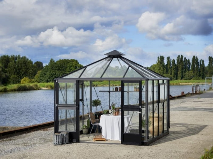 Juliana Gewächshaus Oase 8,8 qm, Anthrazit pulverbeschichtet, 3mm Sicherheitsglas