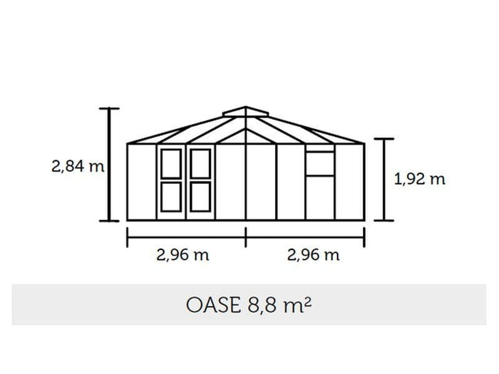 Juliana Gewächshaus Oase 8,8 qm, Anthrazit pulverbeschichtet, 3mm Sicherheitsglas