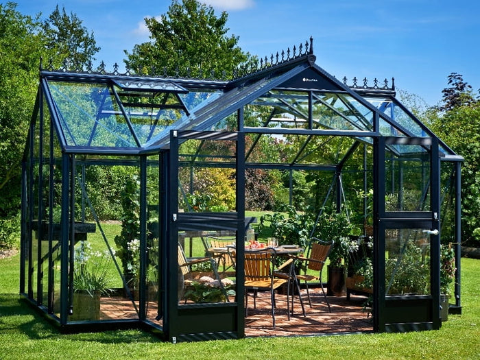 Juliana Gewächshaus Orangerie 15,1 qm, Anthrazit mit 3mm Sicherheitsglas - SPARSET inkl. Fundament