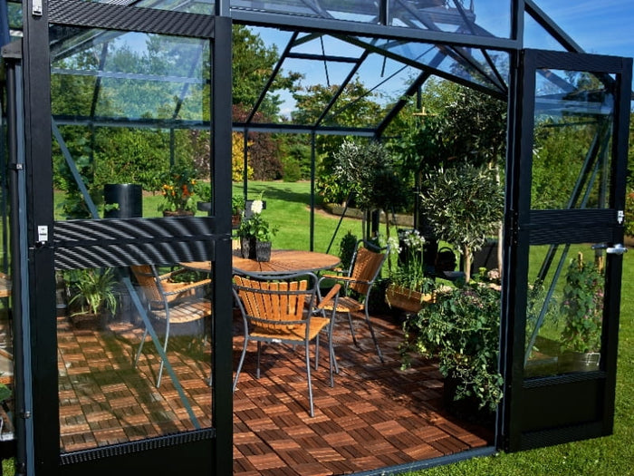 Juliana Gewächshaus Orangerie 15,1 qm, Anthrazit mit 3mm Sicherheitsglas - SPARSET inkl. Fundament