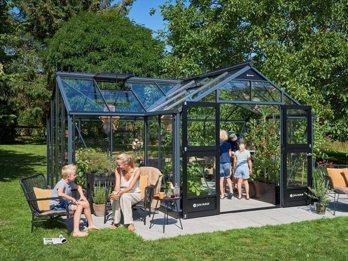Juliana Gewächshaus Orangerie 21,5 qm, Anthrazit mit 3mm Sicherheitsglas