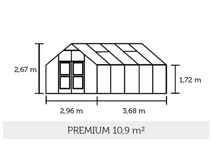 Juliana Gewächshaus Premium 10.9 Aluminium, Stegdoppelplatten 10 mm