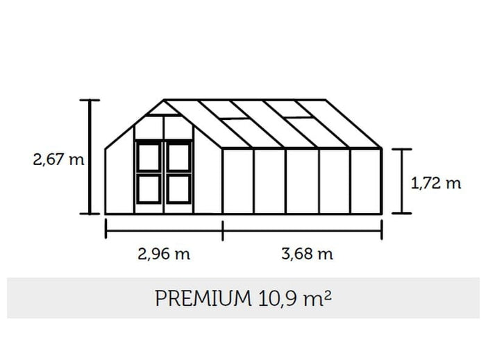 Juliana Gewächshaus Premium 10.9 anthrazit, 3mm Sicherheitsglas, SPARSET inkl. Fundament