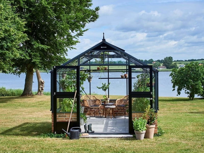 Juliana Gewächshaus Premium 13.0 anthrazit für Mauer, 3mm Sicherheitsglas