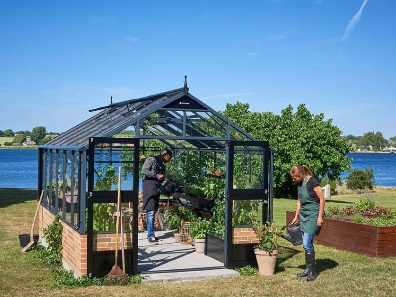 Juliana Gewächshaus Premium 13.0 anthrazit für Mauer, 3mm Sicherheitsglas