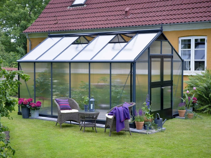 Juliana Gewächshaus Premium 13.0 anthrazit pulverbeschichtet, 10 mm Stegdoppelplatten