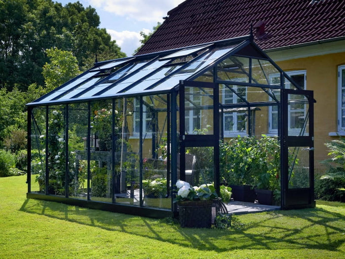 Juliana Gewächshaus Premium 13.0 anthrazit pulverbeschichtet, 3mm Sicherheitsglas - SPARSET inkl. Fu