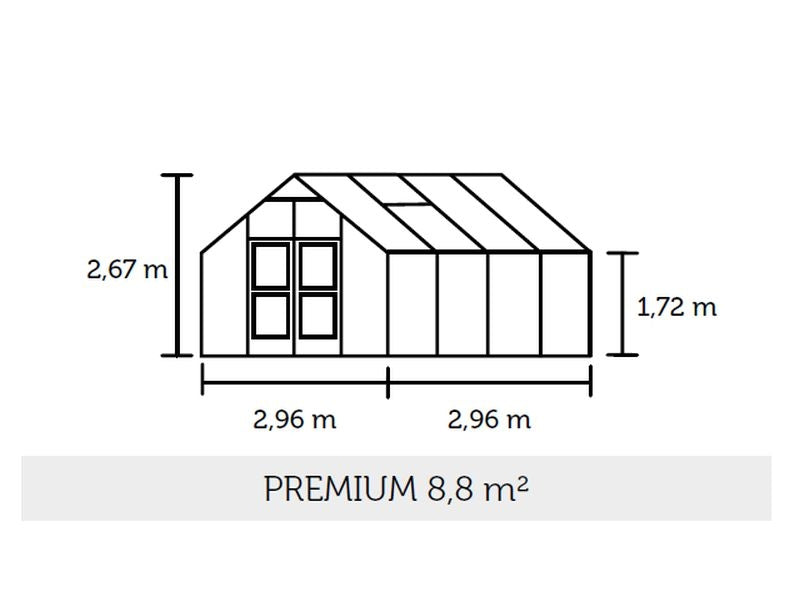 Juliana Gewächshaus Premium 8.8 Anthrazit pulverbeschichtet, 3mm Sicherheitsglas