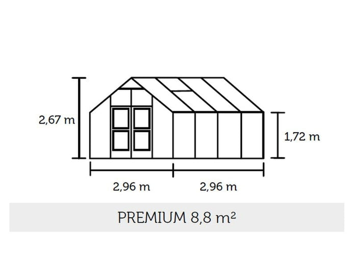 Juliana Gewächshaus Premium 8.8 Anthrazit pulverbeschichtet, 3mm Sicherheitsglas -SPARSET inkl. Fund