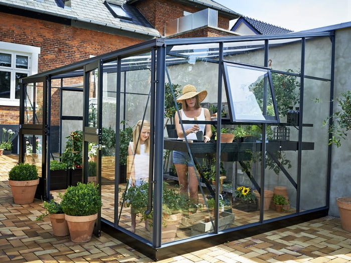 Juliana Gewächshaus Veranda 12.9 Anthrazit pulverbeschichtet, 3mm Sicherheitsglas
