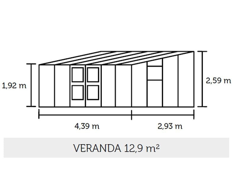 Juliana Gewächshaus Veranda 12.9 Anthrazit pulverbeschichtet, 3mm Sicherheitsglas