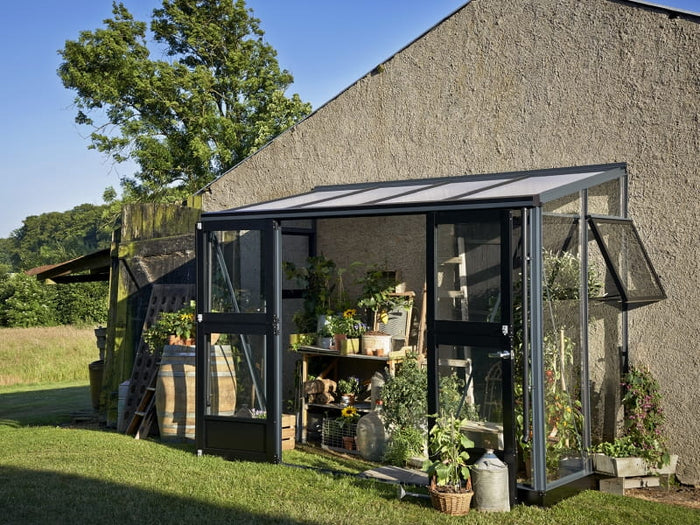 Juliana Gewächshaus Veranda 4.4 Anthrazit pulverbeschichtet, 3mm Sicherheitsglas