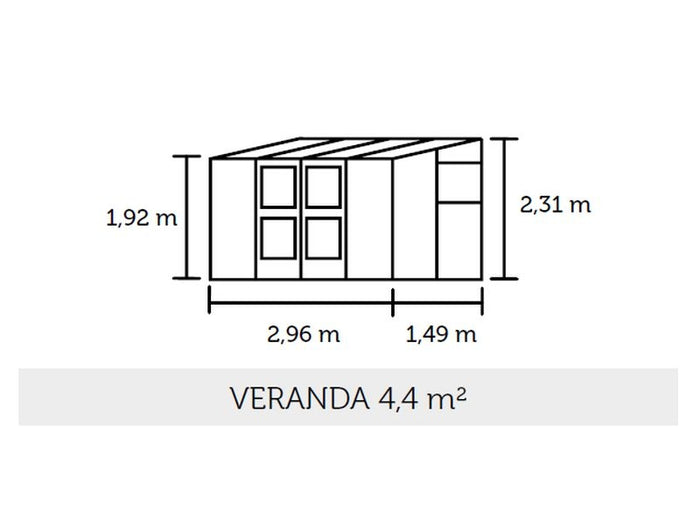Juliana Gewächshaus Veranda 4.4 Anthrazit pulverbeschichtet, 3mm Sicherheitsglas