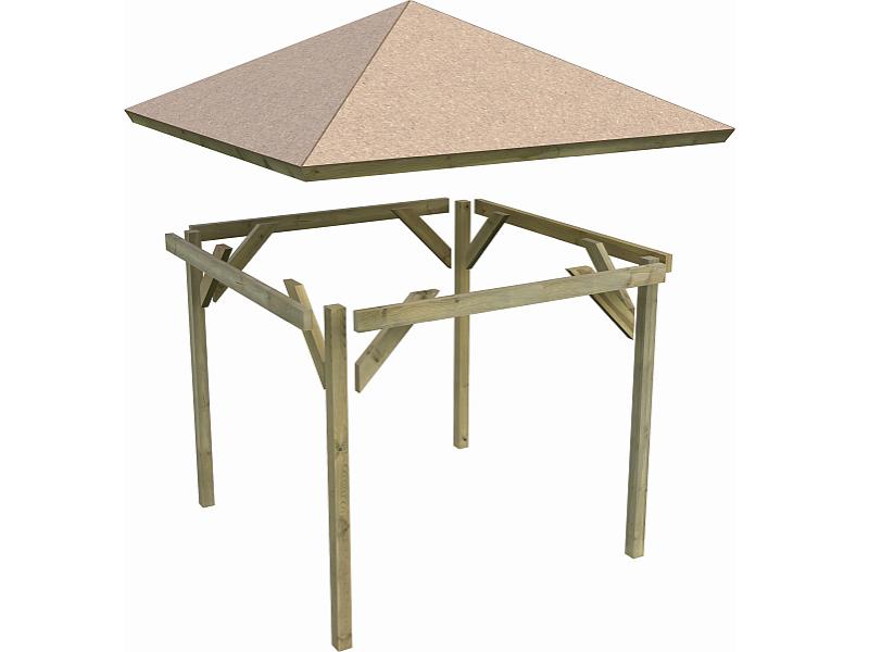 Karibu 4-Eck Pavillon Classic Bergen 1 kdi Sparset inkl. Schindeln