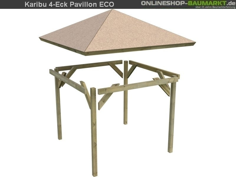 Karibu 4-Eck Pavillon Eco Cordoba Sparset inkl. Schindeln
