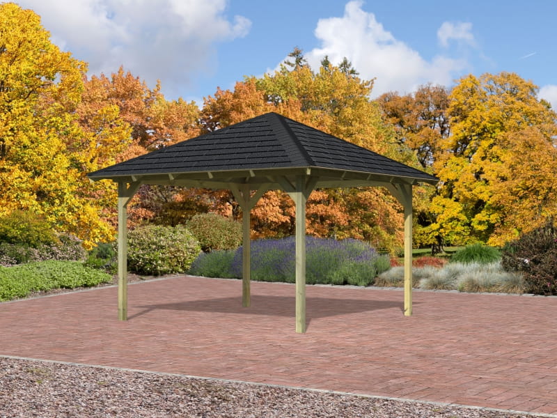 Karibu 4-Eck Pavillon Eco Granada Sparset inkl. Schindeln