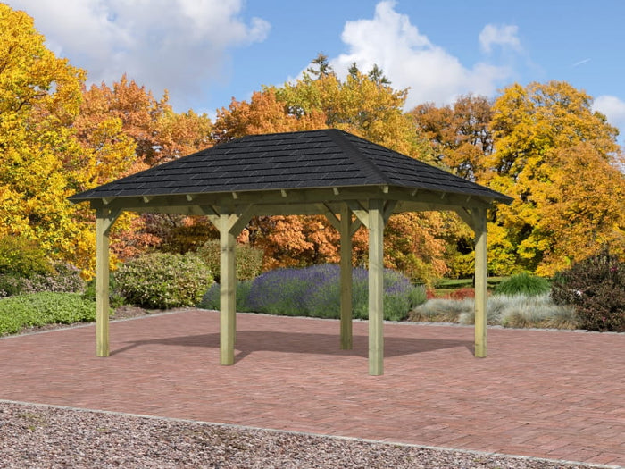 Karibu 4-Eck Pavillon Eco Perida Sparset inkl. Schindeln