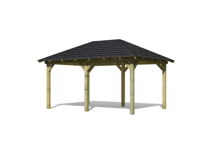 Karibu 4-Eck Pavillon Eco Perida Sparset inkl. Schindeln