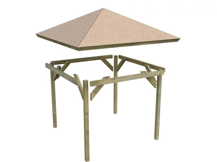 Karibu 4-Eck Pavillon Eco Sevilla Sparset inkl. Schindeln