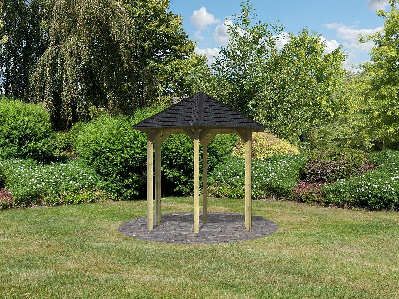 Karibu 6-Eck Pavillon Eco Lissabon Sparset inkl. Schindeln
