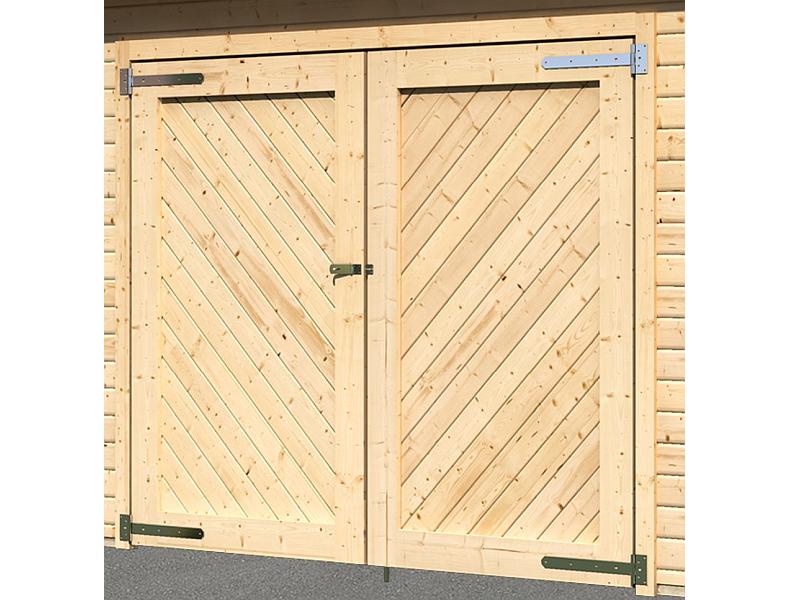 Karibu Blockbohlengarage Flachdach 40 mm natur