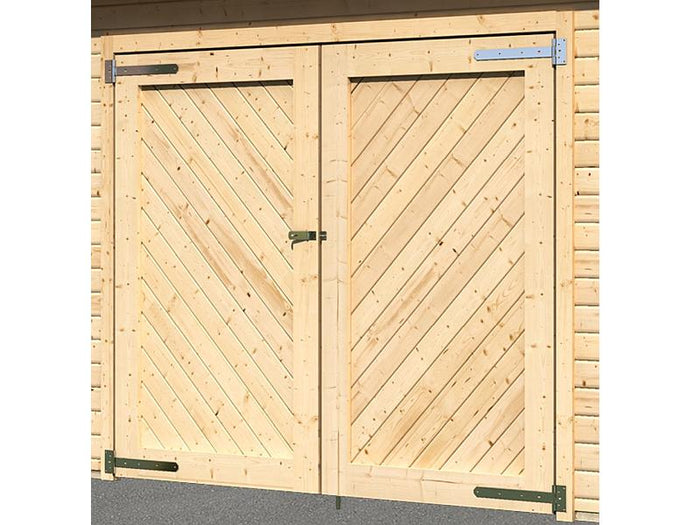 Karibu Blockbohlengarage Flachdach 40 mm natur