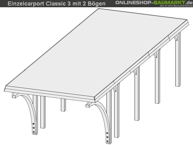 Karibu Carport Classic Einzel 3 mit 2 Einfahrtsbögen kdi