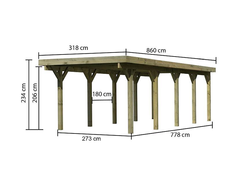 Karibu Carport Classic Einzel 3 ohne Einfahrtsbogen kdi