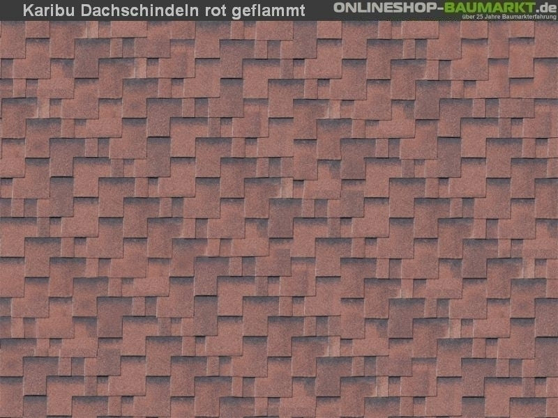 Karibu Dachschindeln Asymetrisch rot geflammt 4 Pakete