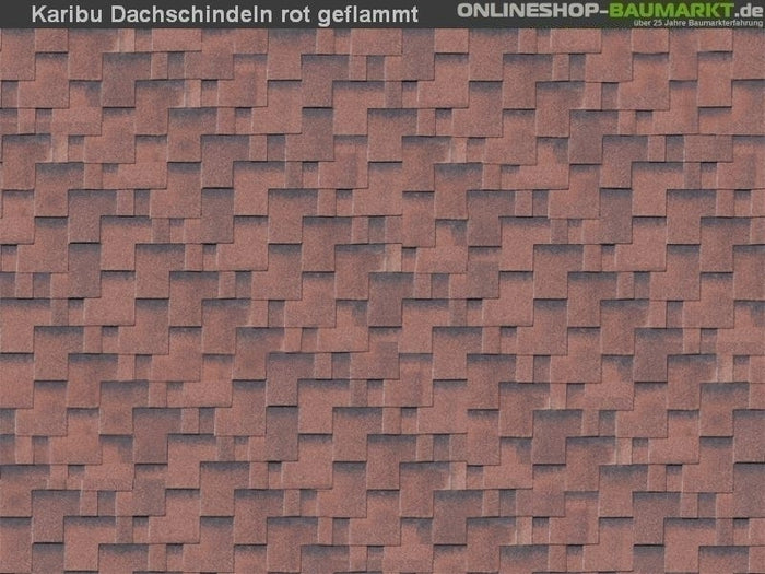 Karibu Dachschindeln Asymetrisch rot geflammt 6 Pakete
