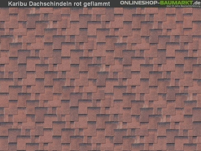 Karibu Dachschindeln Asymetrisch rot geflammt 8 Pakete