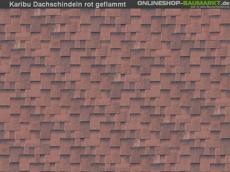 Karibu Dachschindeln Asymetrisch rot geflammt 13 Pakete
