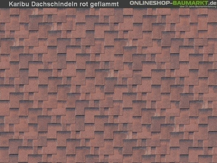 Karibu Dachschindeln Asymetrisch rot geflammt 19 Pakete