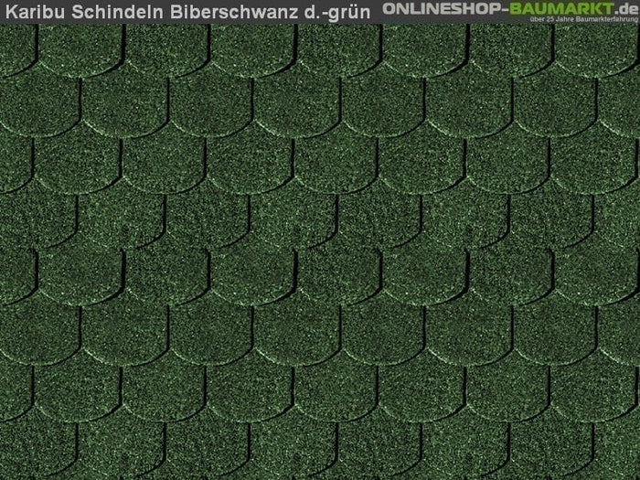 Karibu Dachschindeln Biberschwanz dunkelgrün 3 Pakete