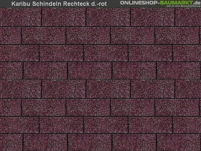 Karibu Dachschindeln Rechteck dunkelrot 15 Pakete