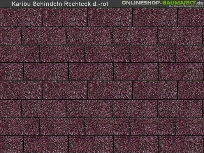 Karibu Dachschindeln Rechteck dunkelrot 16 Pakete