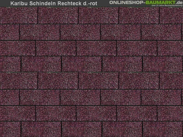 Karibu Dachschindeln Rechteck dunkelrot 2 Pakete