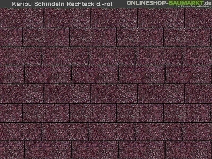 Karibu Dachschindeln Rechteck dunkelrot 20 Pakete