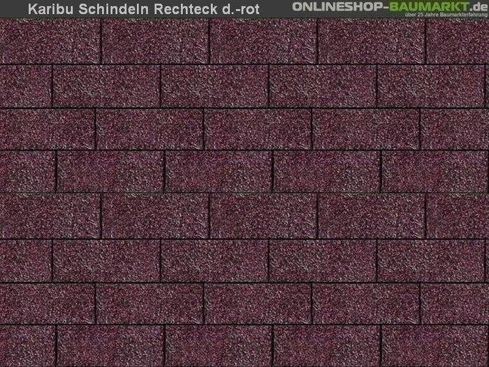 Karibu Dachschindeln Rechteck dunkelrot 21 Pakete