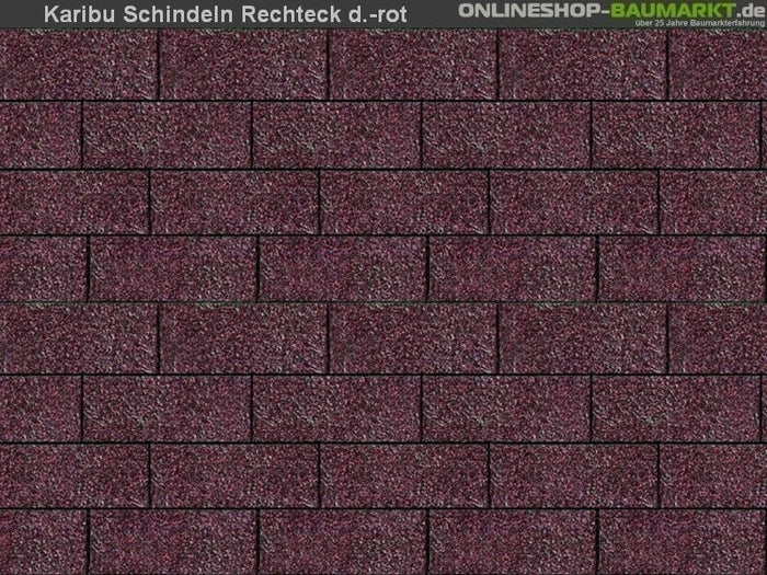 Karibu Dachschindeln Rechteck dunkelrot 4 Pakete