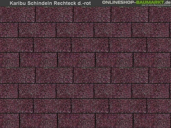 Karibu Dachschindeln Rechteck dunkelrot 5 Pakete