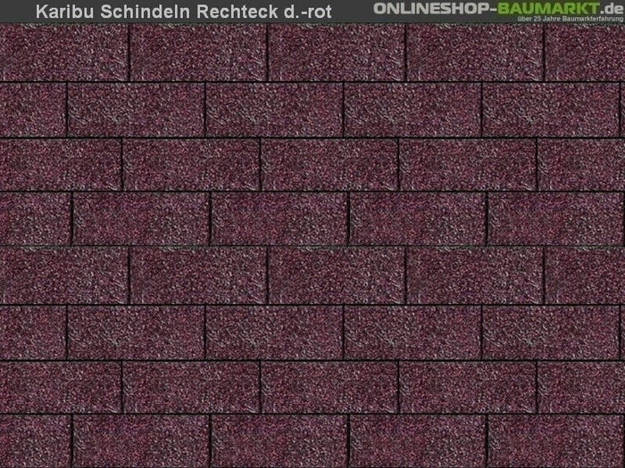 Karibu Dachschindeln Rechteck dunkelrot 8 Pakete